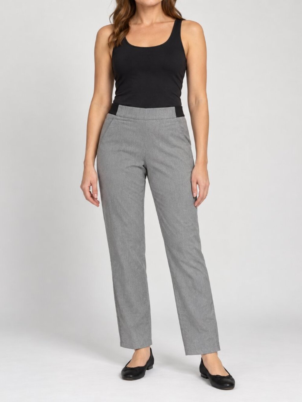 Simply Vera Vera Wang Women's Gray Pull-On Straight Leg Pants Size L Stretch